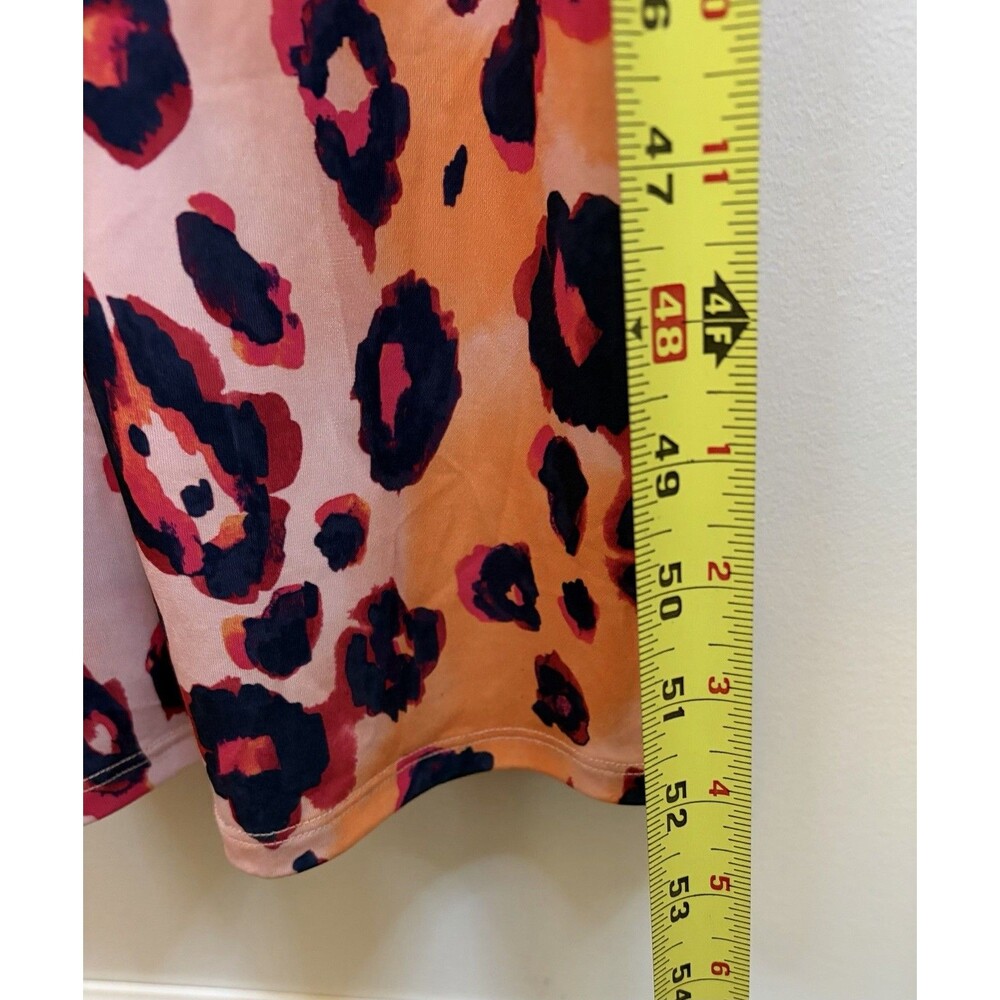 C WONDER by Christian Siriano Leopard Print Maxi Shirt Dress Melon Cloud Medium - Picture 14 of 14